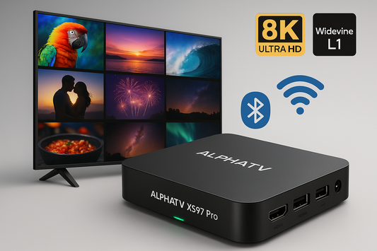 ALPHATV XS97 Pro Android TV Box – 8K, 4K HDR, Widevine L1 – IPTV-Alpha.nl